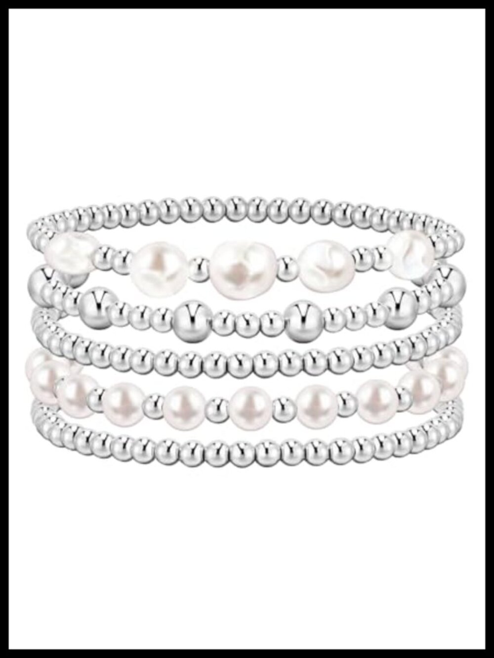 Gold Silver Plated Beaded Bracelet Set Adjustable Stretch Stackable Jewelry